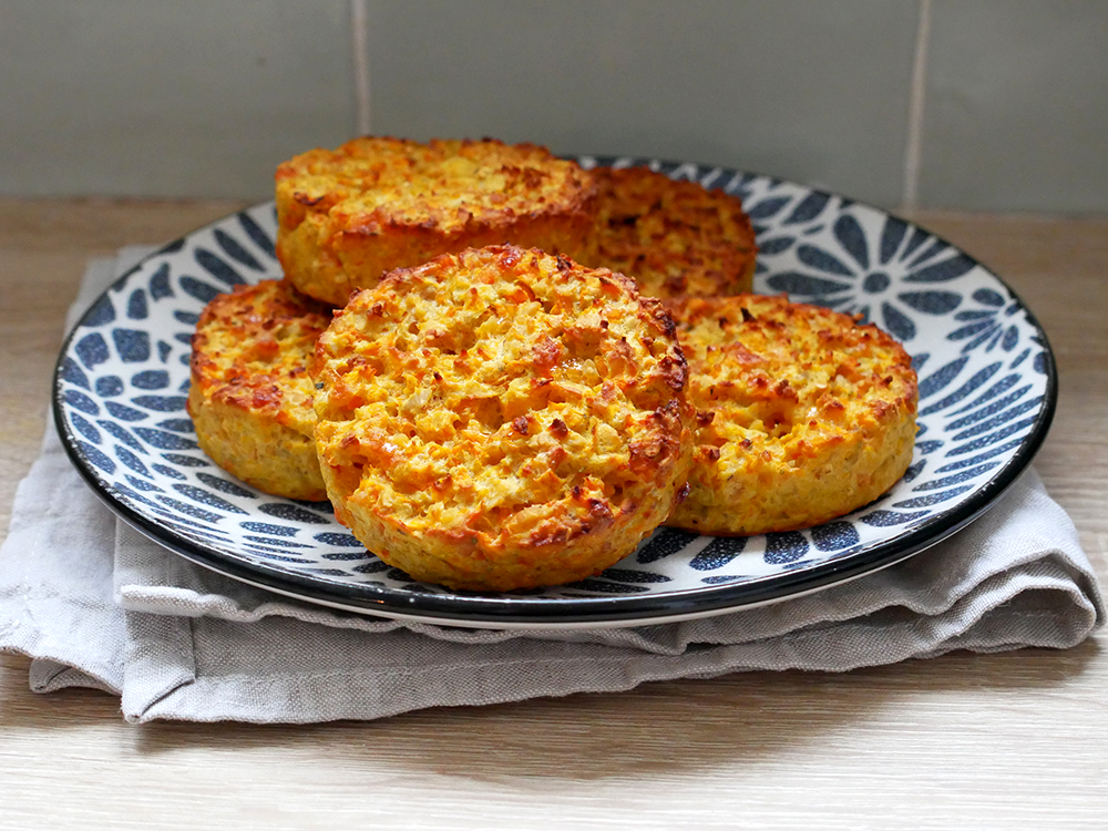 Galettes pois chiches, carottes et flocons d'avoine